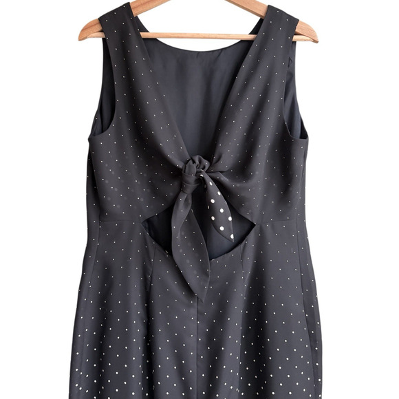 Maggy London Black Cream Polka Dot Gradient Maxi Dress Cut out Tie Back 14 - Picture 7 of 13